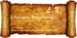 Lővinger Nikoletta névjegykártya